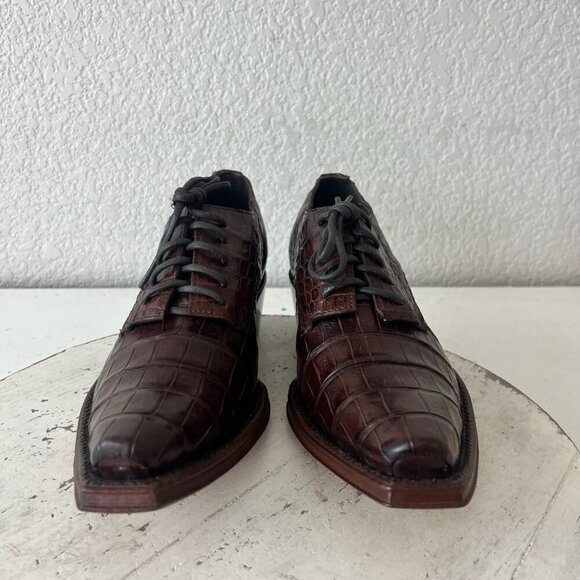 Rod Patrick Womens Lace Up Shoes 5.5 C Brown Caiman Exotic Western Boots Loafers - Picture 6 of 12